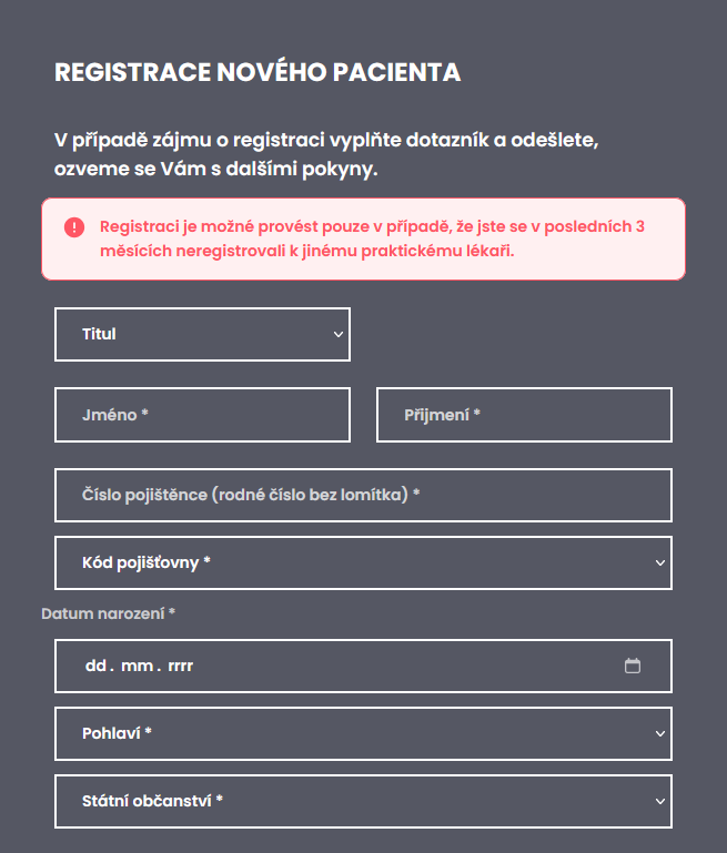 Registrace pro pacienty je snadná, stejně tak jako následné propojení s vaším zdravotnickým softwarem — po odeslání se automaticky vygeneruje XML soubor pro nahrání do systémů třetích stran, jako je Medicus nebo Medax.
